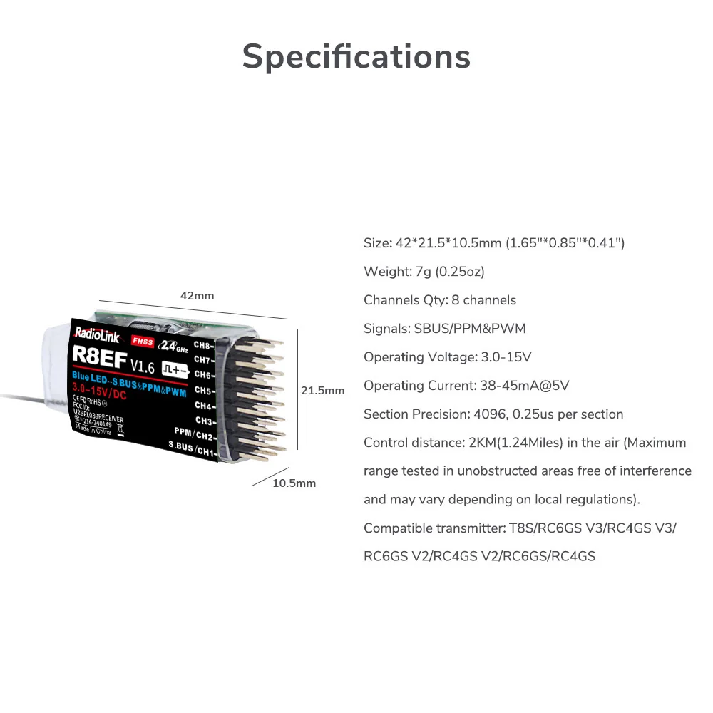 Radiolink R8EF Receiver 2.4G 8 - Receiver Sbus 8Ch 리뷰 및 가격