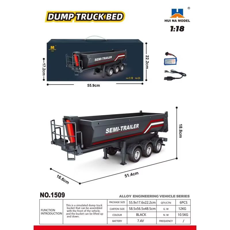 1/18 Huina 1509 Rc Semi Dump T - Hobby Rc Van 리뷰 및 가격